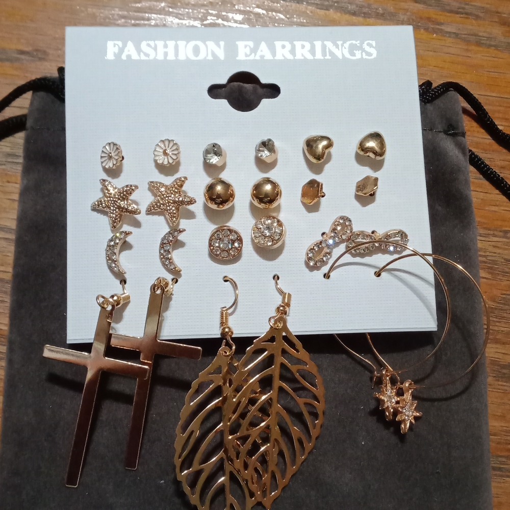 12 Pair Of Fashion Earrings